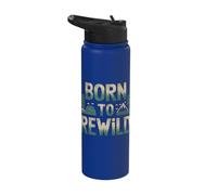 Funny Earth Day 2025 Born to Rewild Climate Change Stainless Steel Insulated Water Bottle