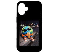 Funny Earth Day Earth Drinking Iced Coffee Planet Meme Case for iPhone 16