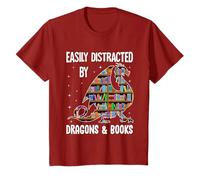 Funny Easily Distracted By Dragons & Books Bookworm Library T-Shirt