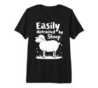 Funny Easily Distracted By Sheep Farm Animal Farmer Premium T-Shirt