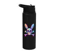 Funny Easter Bunny Cross Bones Skull Tie Dye Men Women Kids Stainless Steel Insulated Water Bottle