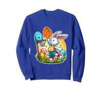 Funny Easter Bunny Dunking hoop Basketball Bunny Easter kids Sweatshirt, Adult Unisex, Royal Blue, X-Large