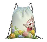 Funny Easter Bunny Eggs Unisex Gym Sack Foldable String Backpack Durable Pe Bag For Travel Holidays Football