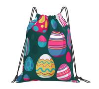 Funny Easter Bunny Eggs Women Men Drawstring Backpack Lightweight Pe Bag Adjustable Gym Sack For Holidays Football Picnic