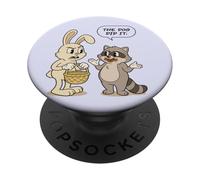 Funny Easter Bunny Raccoon The Dog Did It Chocolate Thief PopSockets Adhesive PopGrip