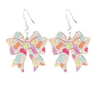 Funny Easter Eggs Rabbit Wooden Drop Earrings Cute Bunny Carrot Bow Milk Tea Cross Wood Dangle Earrings for Women Holiday Happy Easter Jewelry Accessories, Metal Wood, Agate