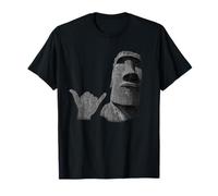 Funny Easter Island Rapa Nui Moai Statue Surfer Shaka Sign T-Shirt