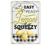 Funny Easy Peasy Lemon Squeezy Vintage Metal Tin Sign Old Style Garage Bar Man Cave Tin Signs Funny Retro Decorative Signs Decor 8x12 Inch