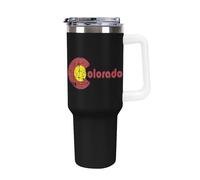 Funny Eat Colorado Flag Large Capacity Car Cup 40 Oz Stainless Steel Insulated Travel Cup with Handle Straw