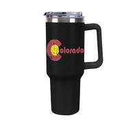 Funny Eat Colorado Flag Large Capacity Car Cup 40 Oz Stainless Steel Insulated Travel Cup with Handle Straw