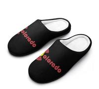 Funny Eat Colorado Flag Men's Cotton Slippers Soft Comfy Slip Indoor Outdoor Casual House Shoes for Winter 11-12（44-45）