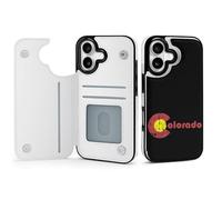 Funny Eat Colorado Flag Phone Case Compatible with iPhone 17/17 Air/17 Pro/17 Pro Max Flip Protective Cover with Card Holder
