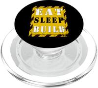 Funny Eat Sleep Build Construction Worker Builder Architect PopSockets PopGrip for MagSafe