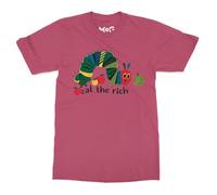 Funny Eat The Rich Hungry Caterpillar T-Shirt - Men - 3XL - Pink - World Book Day, School Reading Tee - Bookish Shirt for Everyday Wear - Unisex Fit for Adults & Teens