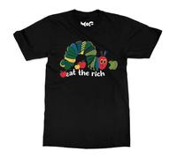 Funny Eat The Rich Hungry Caterpillar T-Shirt - Men - XL - Black - World Book Day, School Reading Tee - Bookish Shirt for Everyday Wear - Unisex Fit for Adults & Teens