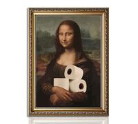 Funny Eclectic Bathroom Canvas Wall Art Vintage Humor Fun Mona Lisa Portrait Classical Aesthetics Painting Picture Wall Decor Da Vinci Poster Print Artwork for Toilet Washroom Home Decoration UnFramed
