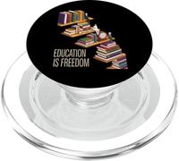 Funny Education Is Freedom Saying Book Shelf Power Women Men PopSockets PopGrip for MagSafe