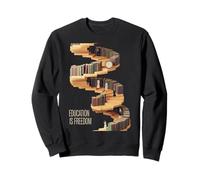 Funny Education Is Freedom Saying Book Shelf Power Women Men Sweatshirt