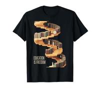 Funny Education is Freedom Saying Book Shelf Power Women Men T-Shirt