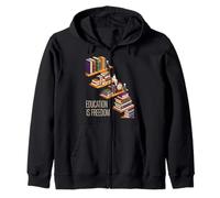 Funny Education Is Freedom Saying Book Shelf Power Women Men Zip Hoodie