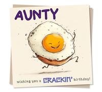 Funny Egg Birthday Card for an Amazing Aunty - Wishing You A Crackin Birthday - from Nephew or Niece