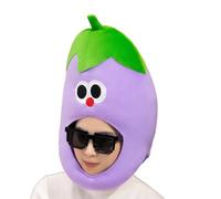 Funny Eggplant Hat - 16.5 Inch Plush Vegetable Cap, Soft PP Cotton Stuffed Costume Headgear, Novelty Food Hood Cosplay Accessory, Carnival Party Photo Booth Prop For Women Girls Festival