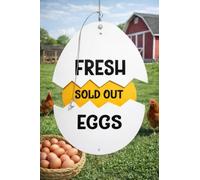 Funny Eggs Sold Out Plate, 14 in x 10 in Cracked Egg Shell Hanging Sign, Farm Fresh Eggs Sign for Chicken Coop, Farmers Market, and Backyard Egg Stand, Weatherproof Rustic Farmhouse Decor