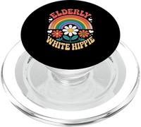 Funny Elderly White Hippie Retro Rainbow Humor Women Men PopSockets PopGrip for MagSafe