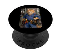 Funny Electrician Cat Meme Handyman Hilarious Cat Joke PopSockets Adhesive PopGrip