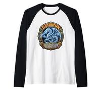 Funny Electrician Definition Electrical Worker Dragon Master Raglan Baseball Tee