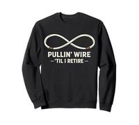 Funny Electrician Pullin' Wire Til I Retire Skeleton Dads Sweatshirt