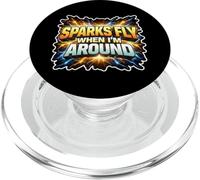 Funny Electrician Spark Fly When I'm Around Joke Pun Quote PopSockets PopGrip for MagSafe
