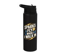 Funny Electrician Sparks Fly When I Walk in Stainless Steel Insulated Water Bottle
