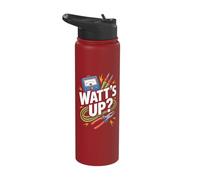 Funny Electrician Watt's Up Humor Tee Stainless Steel Insulated Water Bottle
