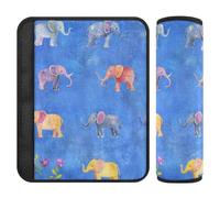 Funny Elephant Blue Flower 2 Pack car seat seat Belt Pads Stop seat Belt Cutting into Neck for Most Cars funda para cinturón de carro