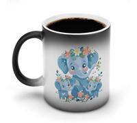 Funny Elephant Family Color Changing Mug Ceramic Heat Sensitive Cup for Men Women Gifts