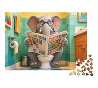 Funny Elephant Jigsaw Puzzle 1000 Piece Recyclable Material Decorative Painting Puzzles for Elderly Relieve Senile Dementia Fun Activity Great Gift Idea 70x50cm/1000pcs