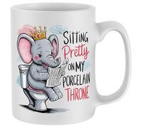 Funny Elephant Mug Sitting Pretty On My Porcelain Throne Men Women Birthday Christmas Coffee Tea Cup Gift