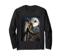 Funny Elephant Selfie Full Moon Flying Witch Halloween Dog Long Sleeve T-Shirt