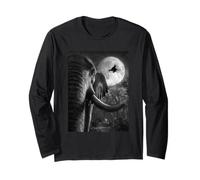 Funny Elephant Selfie Full Moon Flying Witch Halloween Dog Long Sleeve T-Shirt