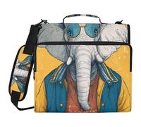 Funny Elephants Man 1.5 Inch 3 Ringing Organizer Binder with Shoulder Strap Multi-Pocket Zippered Portfolio for School/Office