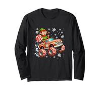 Funny Elf Candy On Monster Truck Cookies Xmas Baker Long Sleeve T-Shirt