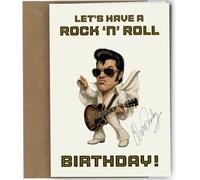 Funny Elvis Presley Autograph Birthday Card Reproduction Signed A5 “Let's have a Rock 'n' roll Birthday!” - Music Fan for Him Dad Husband Friend Printed on 350gm thick card No1864