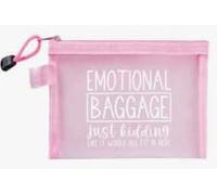 Funny Emotional Baggage Mesh First Aid Pouch Bag, 23x18cm, Travel Medical Organiser with Zipper (Pink) for All Your medications, Pill Boxes and Anything Else You Want to Keep Close to Hand.