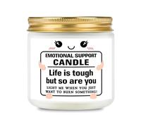Funny Emotional Support Gift, Life is Tough But So are You Candle, Scented Candle for Women, Positive Encouragement Present, Stress Relief Lavender Soy Candles for Friends, Coworkers, 3.5oz