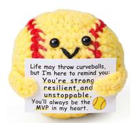 Funny Emotional Support Softball, Handmade Crochet Positive Softball Plush with Encouragement Card, Cute Crochet Softballs Gifts for Players, Girls, Team, Coach & Fans, Unique Stuffed Ball Home Decor