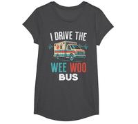 Funny EMT Paramedic Ambulance Driver Wee Woo Bus Humor T-Shirt, Girls, Dark Heather Grey, Medium