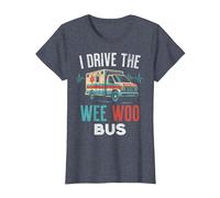 Funny EMT Paramedic Ambulance Driver Wee Woo Bus Humor T-Shirt, Women, Heather Blue, Small