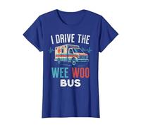 Funny EMT Paramedic Ambulance Driver Wee Woo Bus Humor T-Shirt, Women, Royal Blue, X-Small