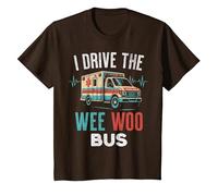 Funny EMT Paramedic Ambulance Driver Wee Woo Bus Humor T-Shirt, Youth, Brown, X-Small